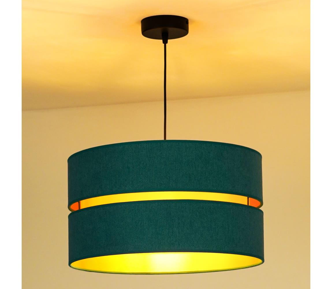 Lustră pe cablu DUO 1xE27/40W/230V turcoaz/aurie