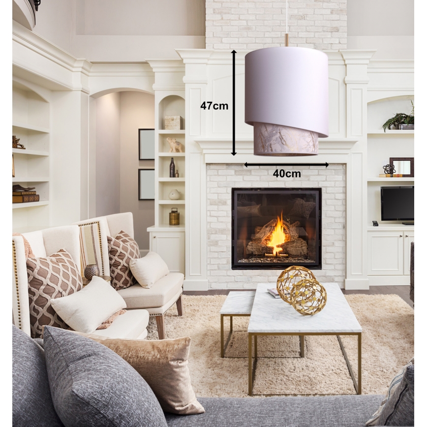 Duolla - Lustră pe cablu PARIS 1xE27/15W/230V d. 40 cm albă/bej