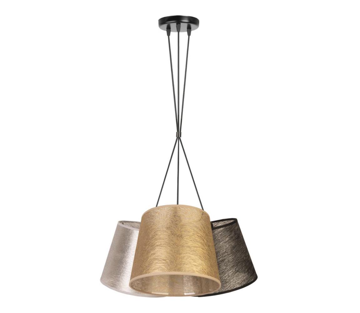 Lustră pe cablu ROSSA 3xE27/40W/230V neagră/aurie/argintie