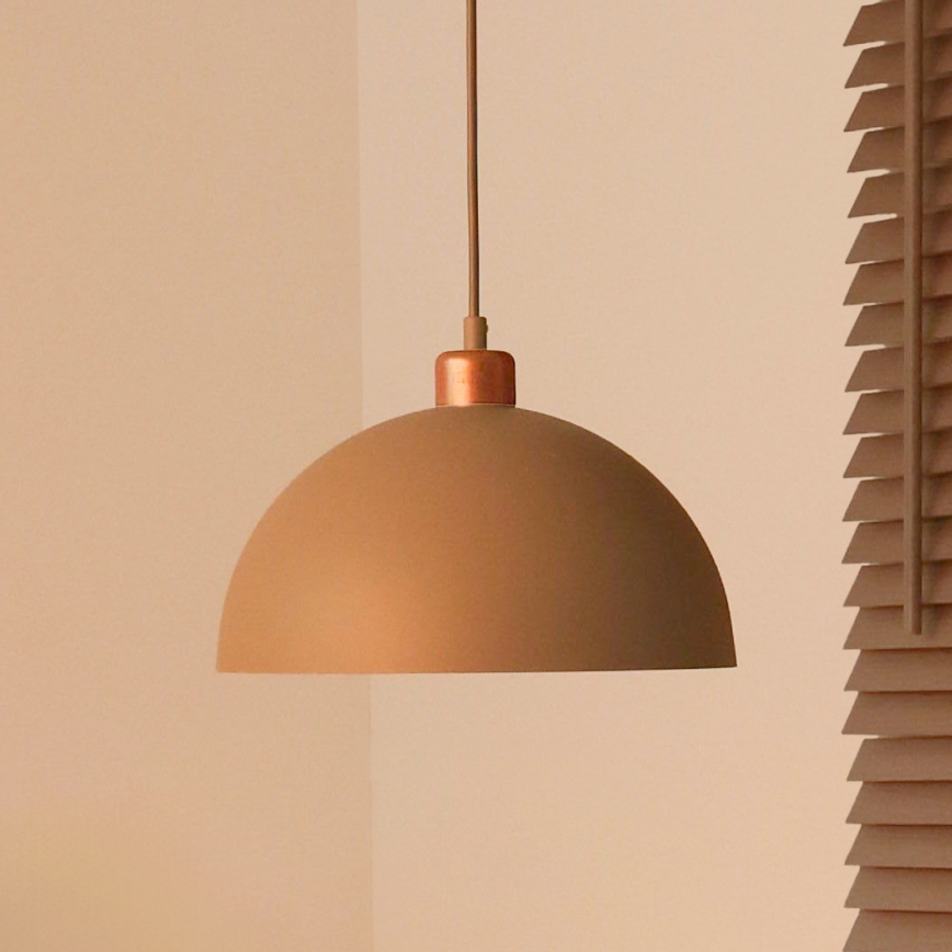 Duolla - Lustră suspendată pe cablu IRONLINE 1xE27/15W/230V, Ø 27 cm, bej/cupru