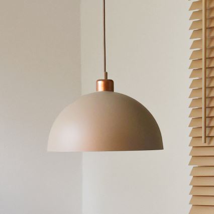Duolla - Lustră suspendată pe cablu IRONLINE 1xE27/15W/230V, Ø 27 cm, bej/cupru