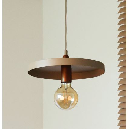 Duolla - Lustră suspendată pe cablu IRONLINE 1xE27/15W/230V Ø 30 cm bej/cupru