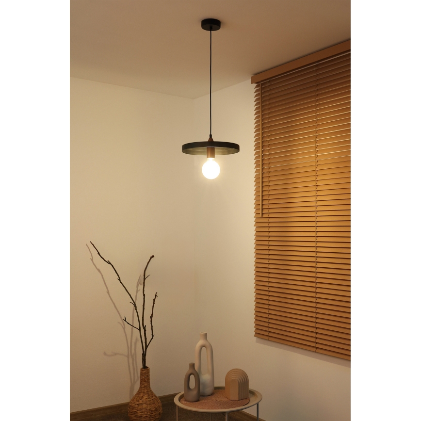 Duolla - Pendul pe cablu IRONLINE 1xE27/15W/230V, Ø 30 cm, negru/cupru