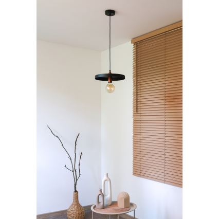 Duolla - Pendul pe cablu IRONLINE 1xE27/15W/230V, Ø 30 cm, negru/cupru