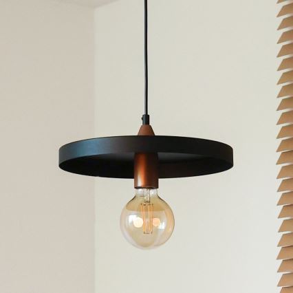 Duolla - Pendul pe cablu IRONLINE 1xE27/15W/230V, Ø 30 cm, negru/cupru