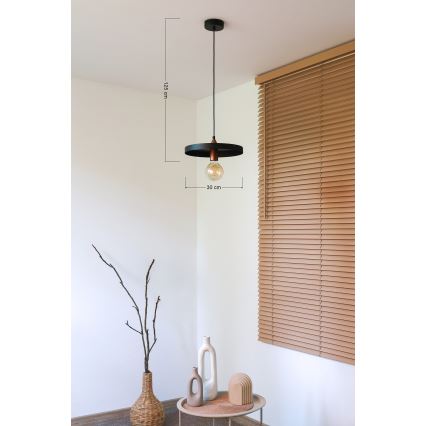 Duolla - Pendul pe cablu IRONLINE 1xE27/15W/230V, Ø 30 cm, negru/cupru