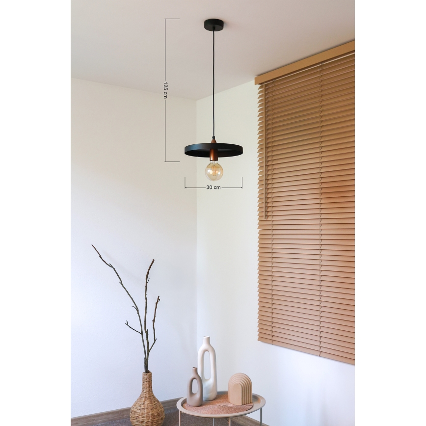 Duolla - Pendul pe cablu IRONLINE 1xE27/15W/230V, Ø 30 cm, negru/cupru