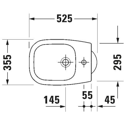 Duravit 22371000002 - Bideu pe pardoseală D-CODE, 35,5 x 52,5 cm, ceramică, alb lucios