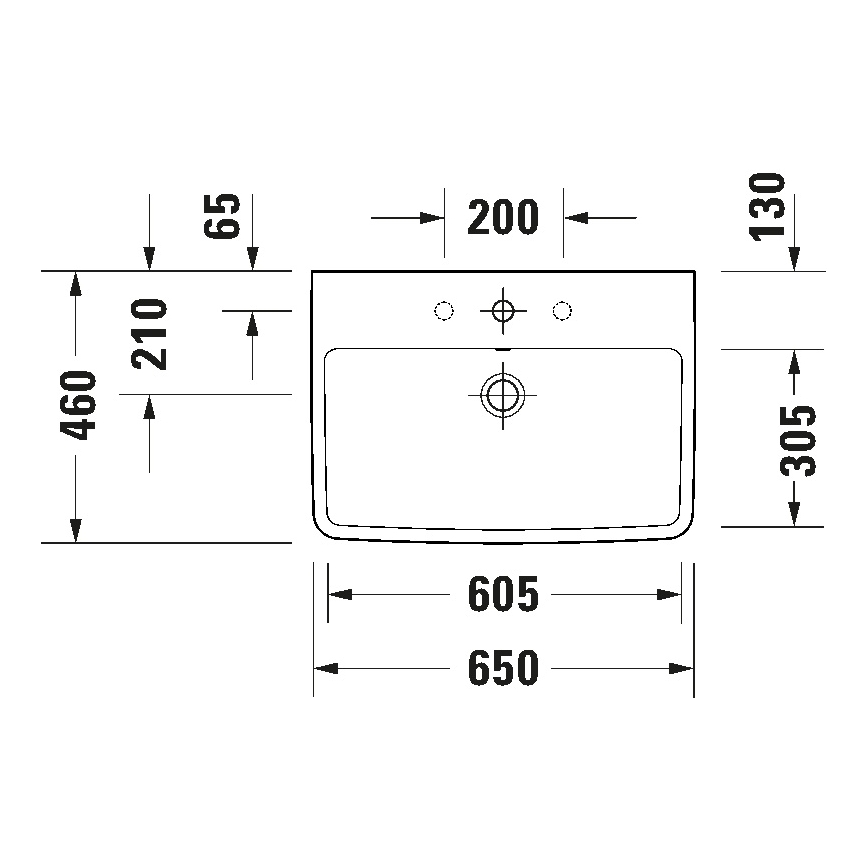 Duravit 23756500002 - Lavoar suspendat D-NEO 65 x 46 cm ceramică/alb lucios