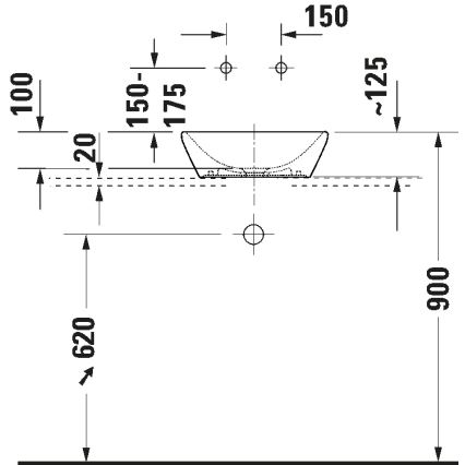 Duravit 2397400070 - Lavoar pe blat D-NEO 40x40 cm ceramică/alb lucios