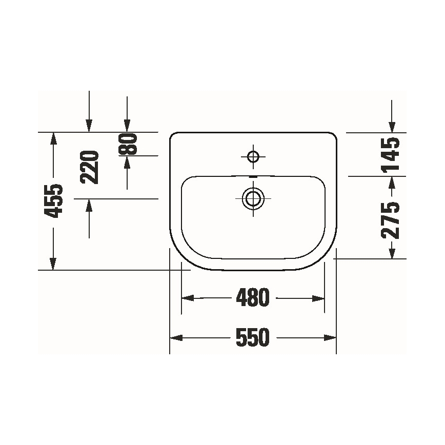 Duravit 24035500002 - Lavoar încastrat D-CODE 55 x 45,5 cm, ceramică, alb lucios