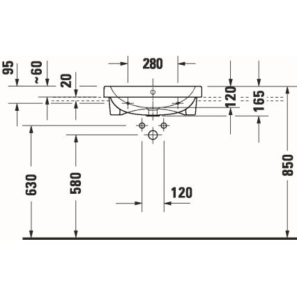 Duravit 24035500002 - Lavoar încastrat D-CODE 55 x 45,5 cm, ceramică, alb lucios