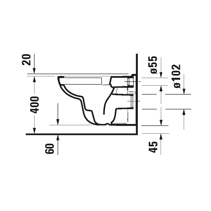 Duravit 25700920002 - Vas WC suspendat D-CODE fără margine, ceramică, alb lucios