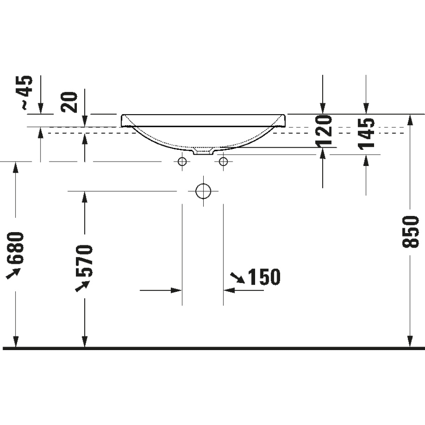 Duravit 358600079 - Lavoar încastrat D-NEO 60x44 cm ceramică/alb lucios