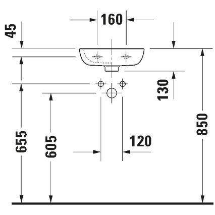 Duravit 7053600082 - Lavoar suspendat D-CODE 36 x 27 cm, ceramică, alb lucios