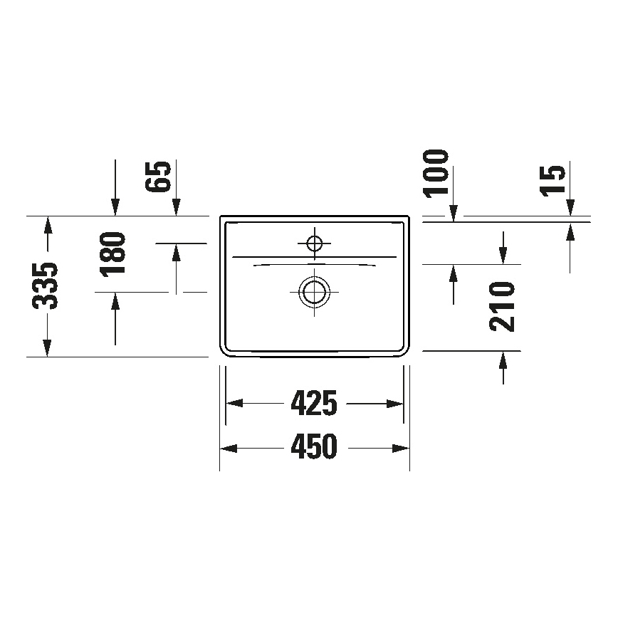 Duravit 738450041 - Lavoar suspendat D-NEO, 45 x 33,5 cm, ceramică, alb lucios