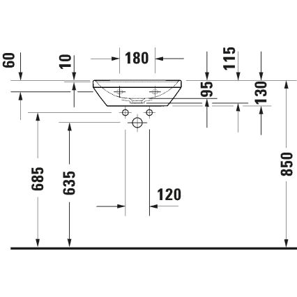 Duravit 738450041 - Lavoar suspendat D-NEO, 45 x 33,5 cm, ceramică, alb lucios