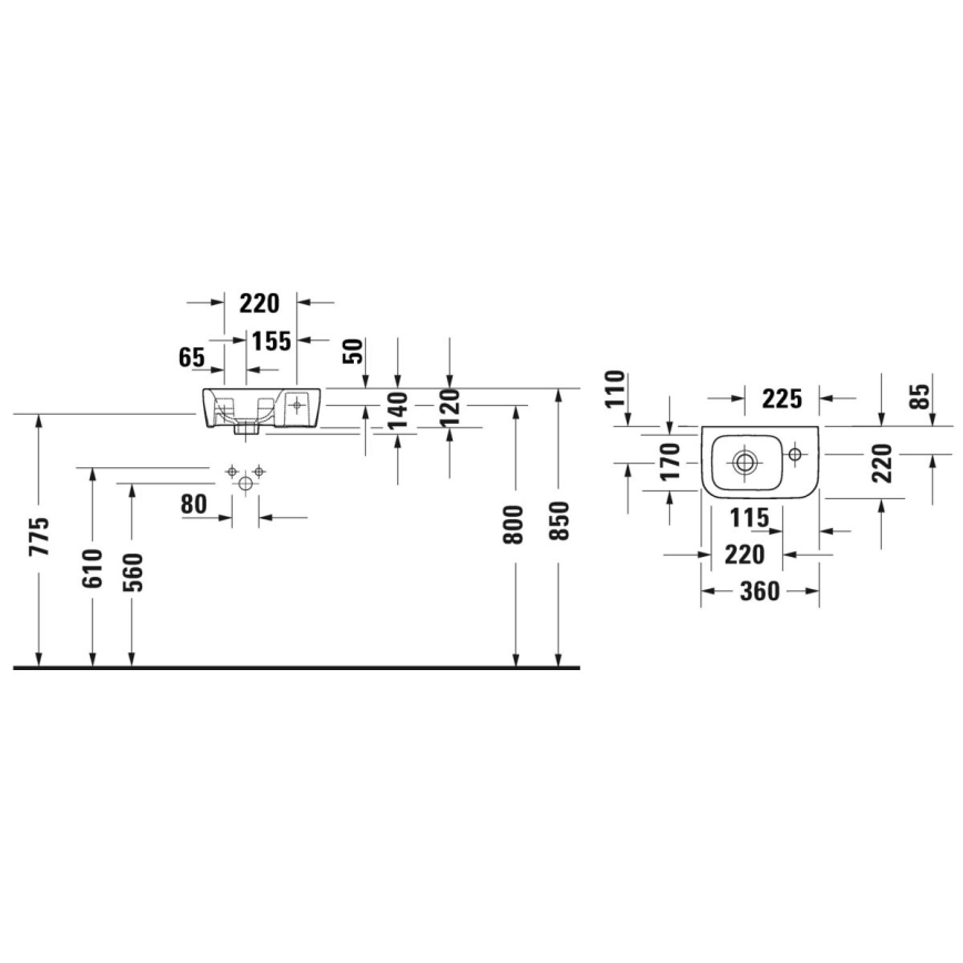 Duravit 7453600412 - Lavoar suspendat D-NEO 36 x 22 cm, ceramică, alb lucios