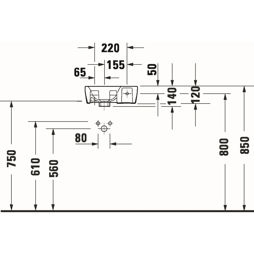 Duravit 7453600412 - Lavoar suspendat D-NEO 36 x 22 cm, ceramică, alb lucios