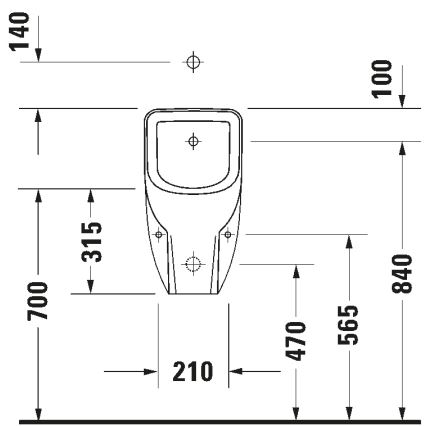 Duravit 828300000 - Pisoar D-CODE fără margine, alimentare superioară, evacuare pe spate ceramică/alb lucios