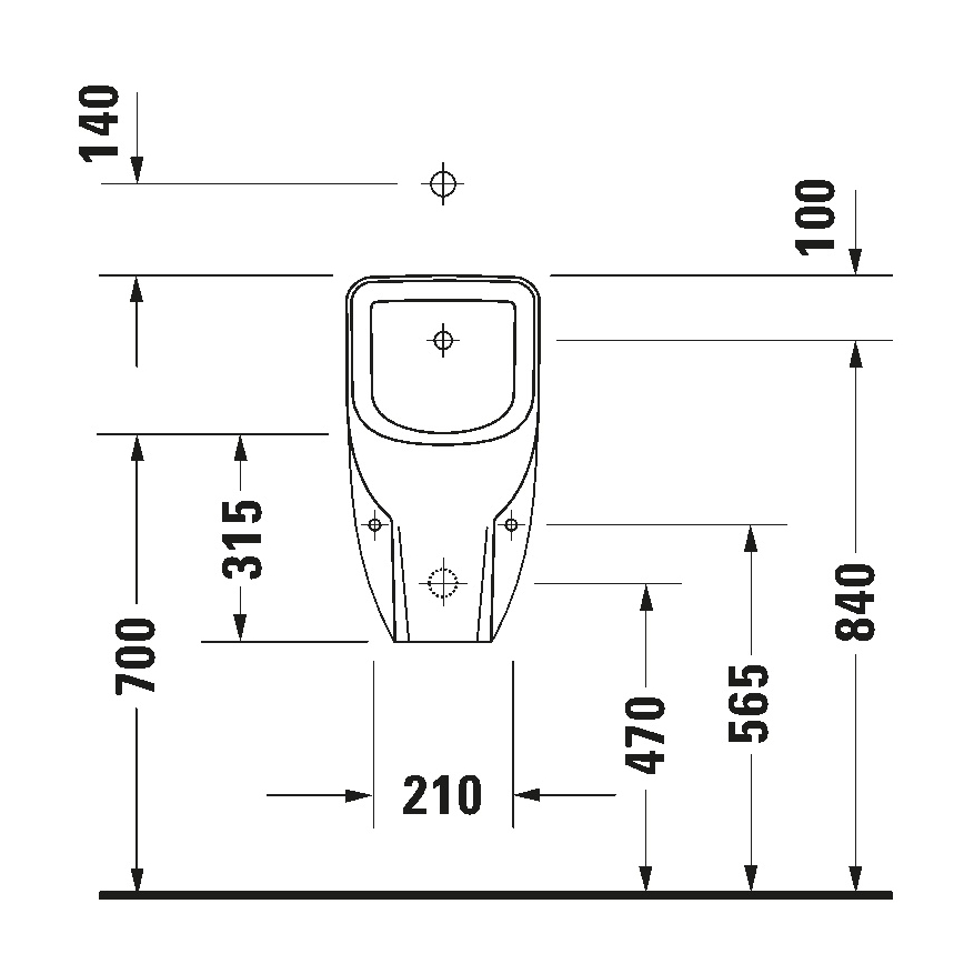 Duravit 828300000 - Pisoar D-CODE fără margine, alimentare superioară, evacuare pe spate ceramică/alb lucios