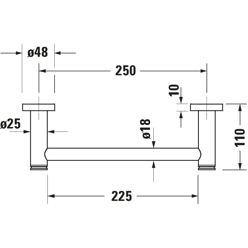 Duravit 99141000 - Mâner pentru cadă D-CODE, 28,4 cm, crom lucios