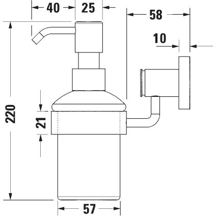 Duravit 99161000 – Dozator de săpun montat pe perete D-CODE, 390 ml, sticlă mată / crom lucios