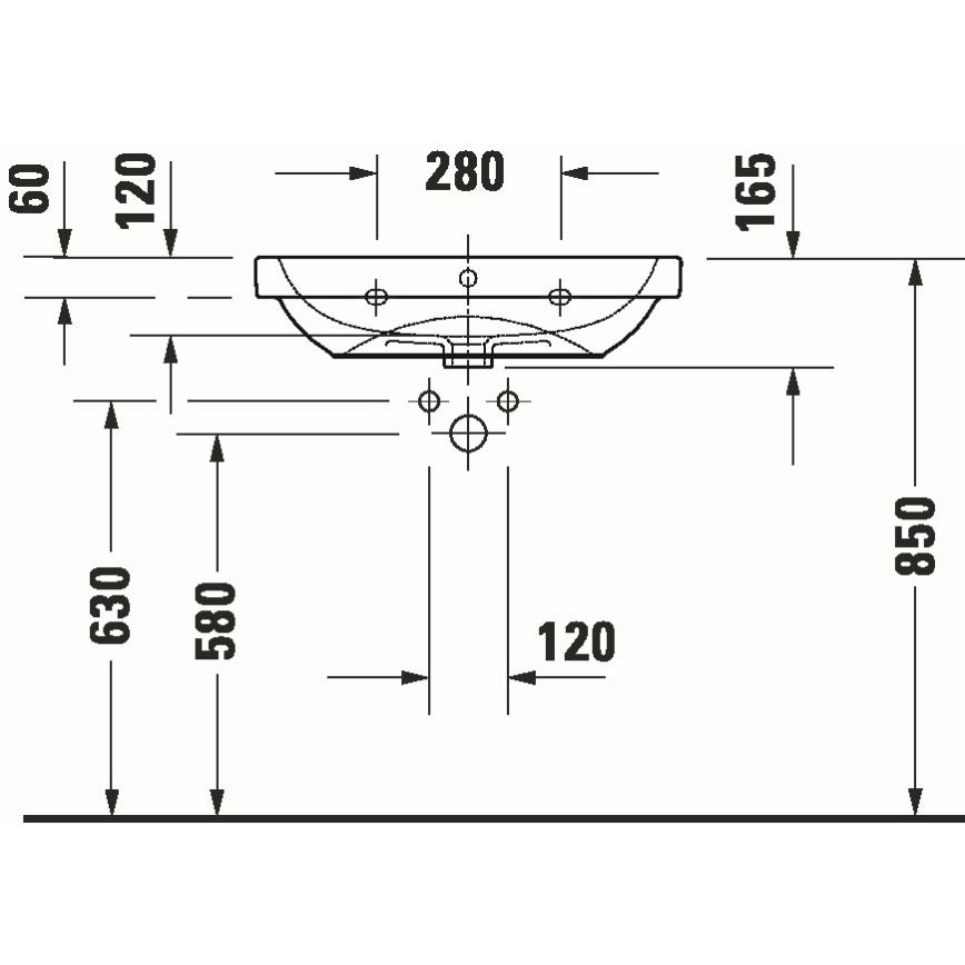 Duravit D-CODE 23986500002 - Lavoar suspendat 65x46 cm ceramică/alb lucios