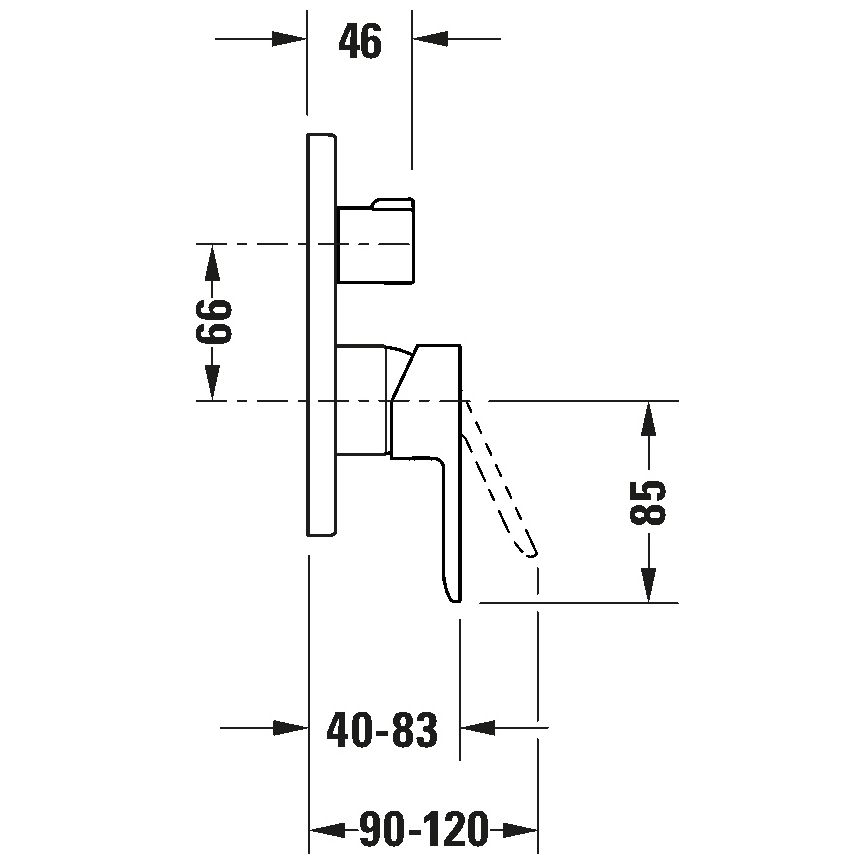 Baterie de cadă Duravit D-CODE DC5210012010 — pentru montaj încastrat, crom lucios