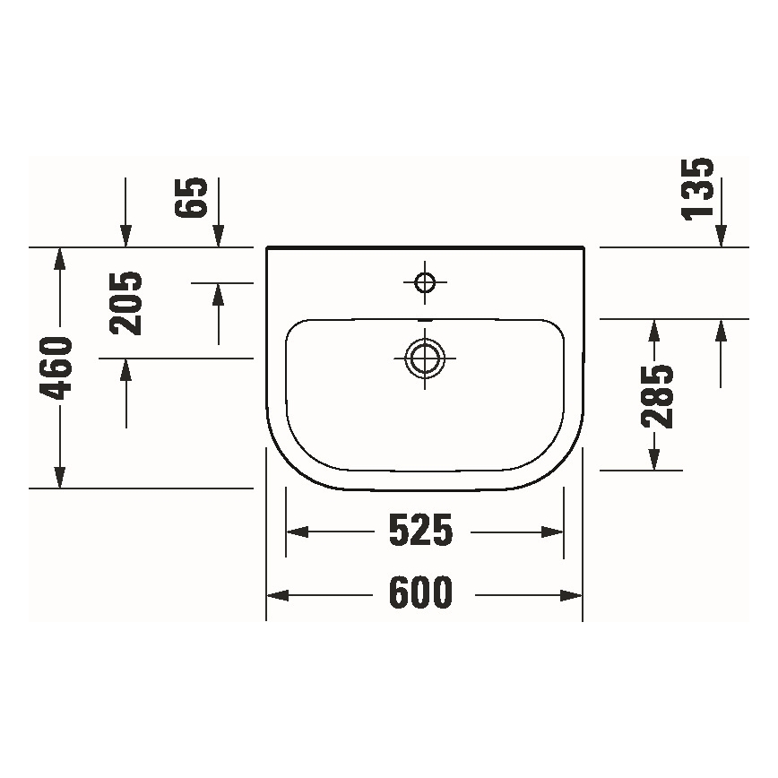 Duravit D-CODE lavoar suspendat 60x46 cm, ceramică, alb lucios - 23986000002