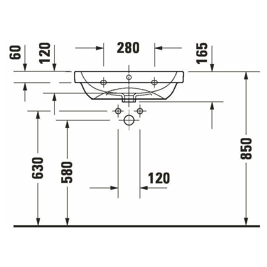 Duravit D-CODE lavoar suspendat 60x46 cm, ceramică, alb lucios - 23986000002