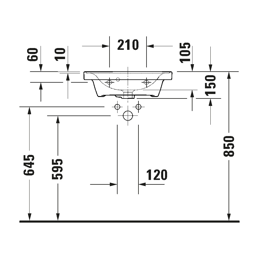 Duravit D-NEO 742500000 - Lavoar suspendat 50 x 40 cm, ceramică, alb lucios