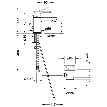 Duravit DC1013001046 - Baterie pentru lavoar D-CODE, negru mat + ventil pop-up