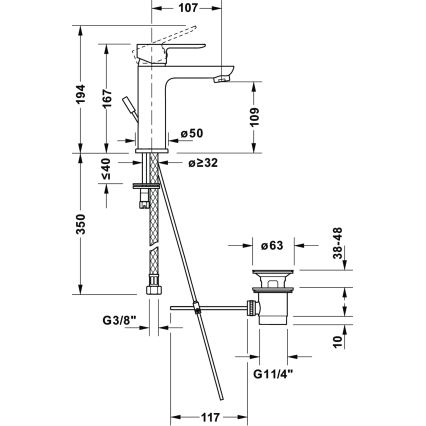 Duravit DC1023001046 - Baterie pentru lavoar D-CODE cu ventil click-clack, negru mat
