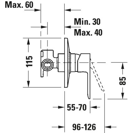 Duravit DC4210007046 - Baterie de duș pentru instalare încastrată D-CODE, negru mat