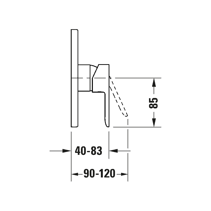 Duravit D-CODE DC4210010046 - Baterie de duș pentru montaj încastrat, negru mat