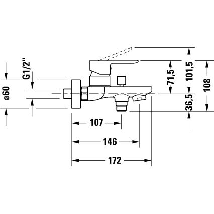 Duravit DC5230001046 - Baterie pentru cadă D-CODE, negru mat
