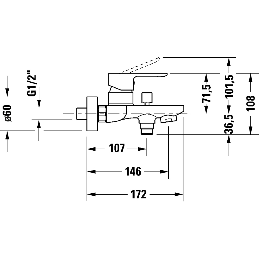Duravit DC5230001046 - Baterie pentru cadă D-CODE, negru mat