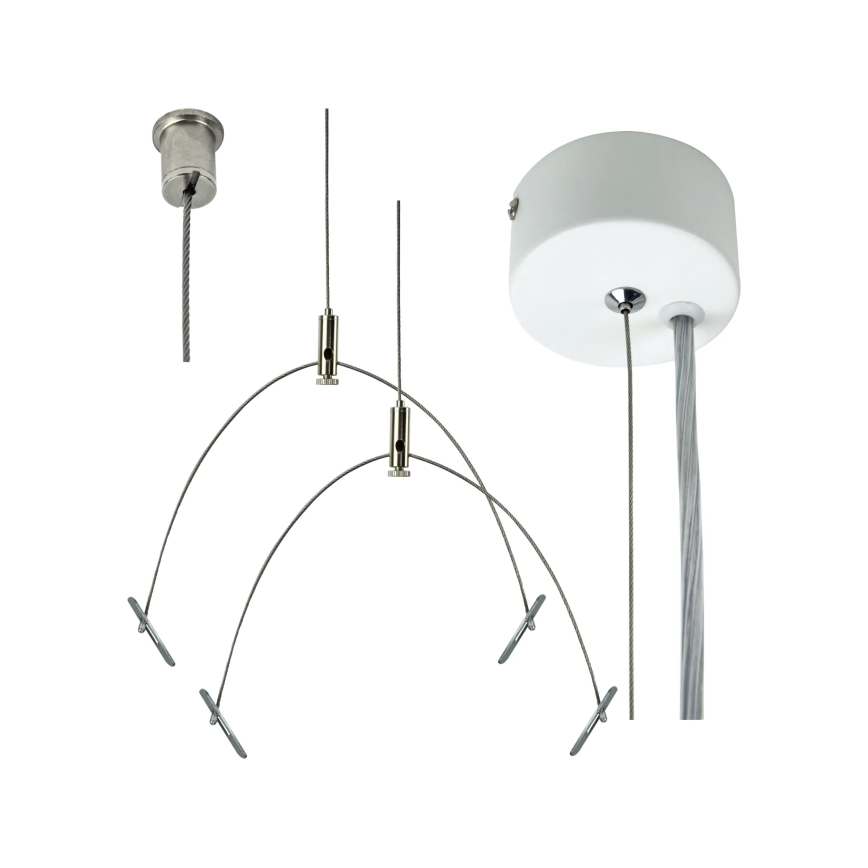 e2 elektro - Set de cabluri de suspensie 150 cm, crom lucios