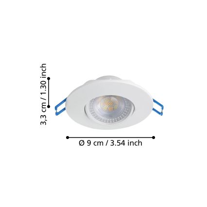 Eglo - Set de 7 spoturi LED încastrate, 4,9W, 230V, 2700/4000/6500K, Ø 9 cm, alb