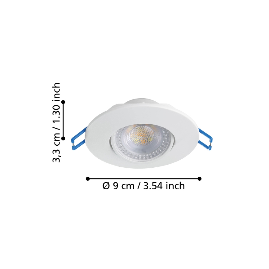Eglo - Set de 7 spoturi LED încastrate, 4,9W, 230V, 2700/4000/6500K, Ø 9 cm, alb