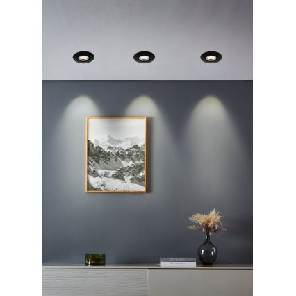 Eglo - Set 5 spoturi LED încastrate, LED 4,9W, 230V, 2700/4000/6500K, Ø 9 cm, negru