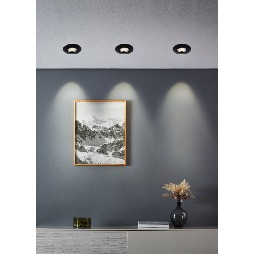 Eglo - Set 7 spoturi încastrate LED/4,9W/230V 2700/4000/6500K Ø 9 cm negru