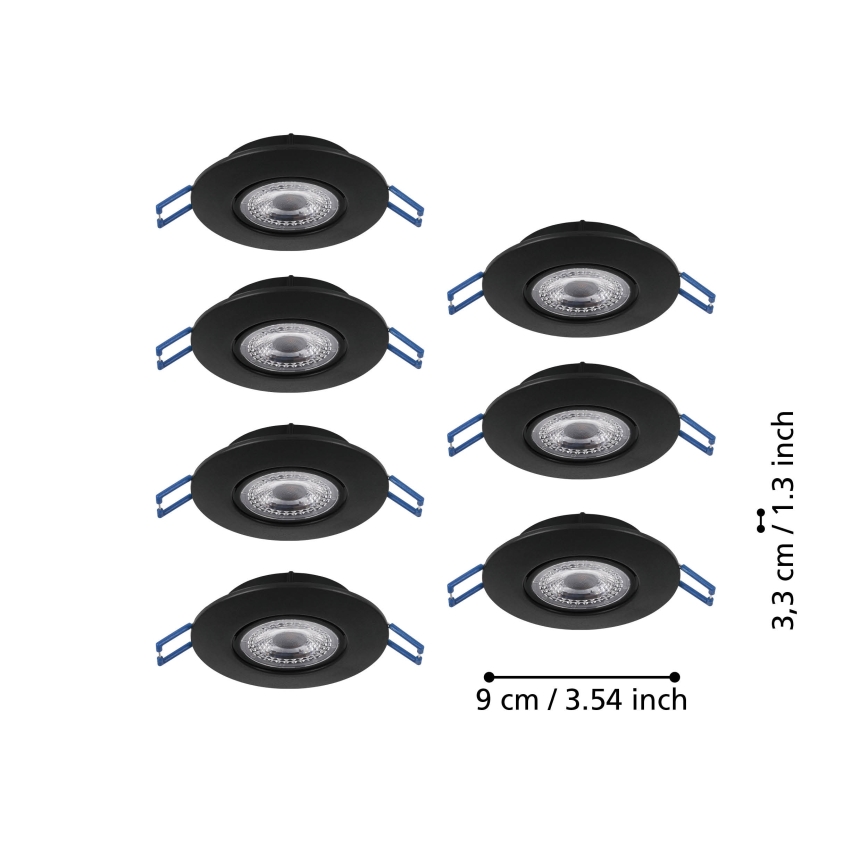 Eglo - Set 7 spoturi încastrate LED/4,9W/230V 2700/4000/6500K Ø 9 cm negru