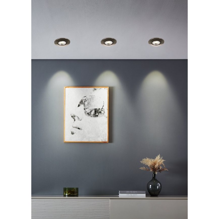 Eglo - Set 5 spoturi LED încastrate, 4,9 W, 230 V, 2700/4000/6500 K, diam. 9 cm, crom mat