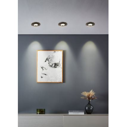 Eglo - Set de 7 spoturi LED încastrate, 4,9 W, 230 V, 2700/4000/6500 K, diametru 9 cm, crom mat