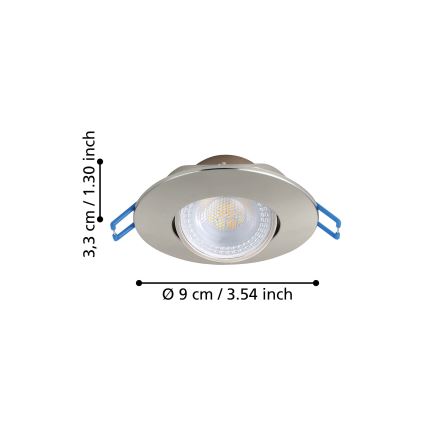 Eglo - Set 10 buc. spot LED încastrat LED/4,9W/230V 2700/4000/6500K Ø 9 cm crom mat