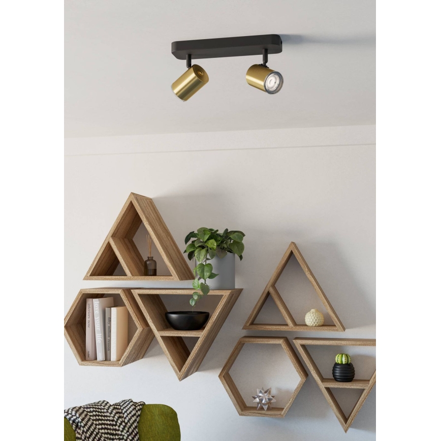 Eglo - Spot de baie 2xGU10/5W/230V IP44 negru/auriu