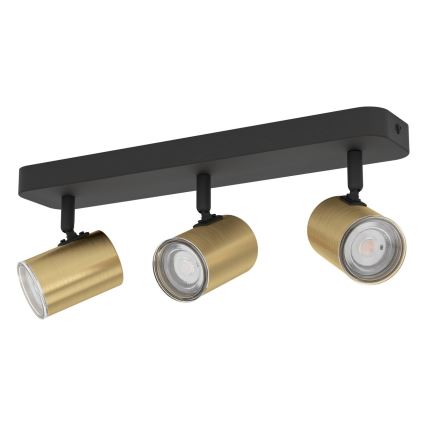 Eglo - Spot pentru baie, 3x GU10/5W/230V, IP44, negru/auriu