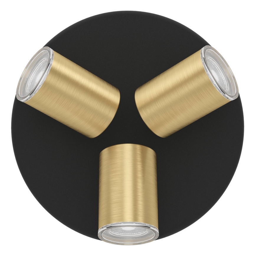 Eglo - Spot pentru baie 3xGU10/5W/230V IP44 negru/auriu